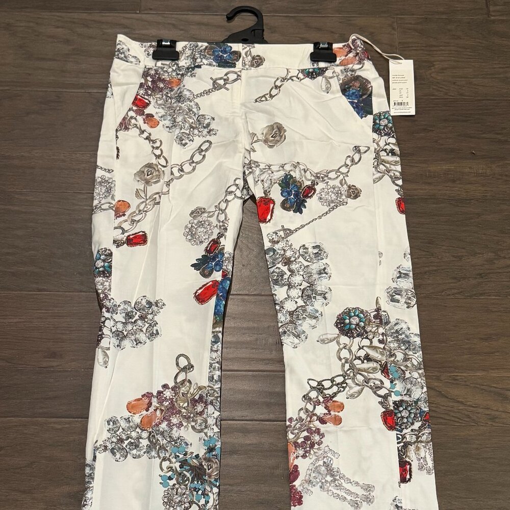 Camilla and Marc Marie Trouser White Jewel Print Pants Straight leg Cropped 6 - Picture 2 of 16
